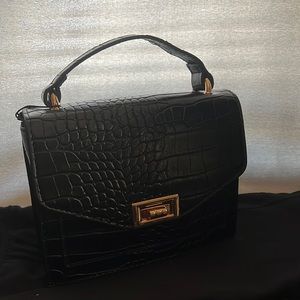 BRAND NEW WITH TAGS! black leather crossbody pretty little thing bag!!